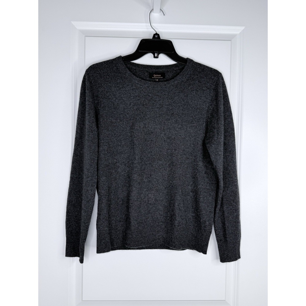 Quince 100% Mongolian Cashmere Crewneck Sweater Womens M Charcoal Quiet Luxury